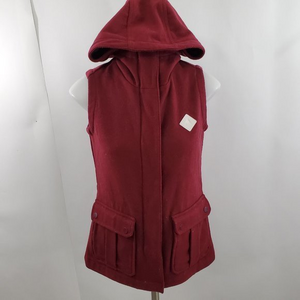 Burton Vest‎ XS Red Hood Wool Jacket Sleeveless Zip